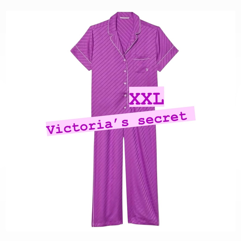 VICTORIA'S SECRET Satin Long Pajama Set Electric Violet